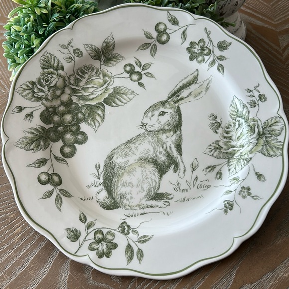 NEW! Vintage Inspired Shabby Chic French Toile Roses Bunny Rabbit Serving Tray - Picture 8 of 10